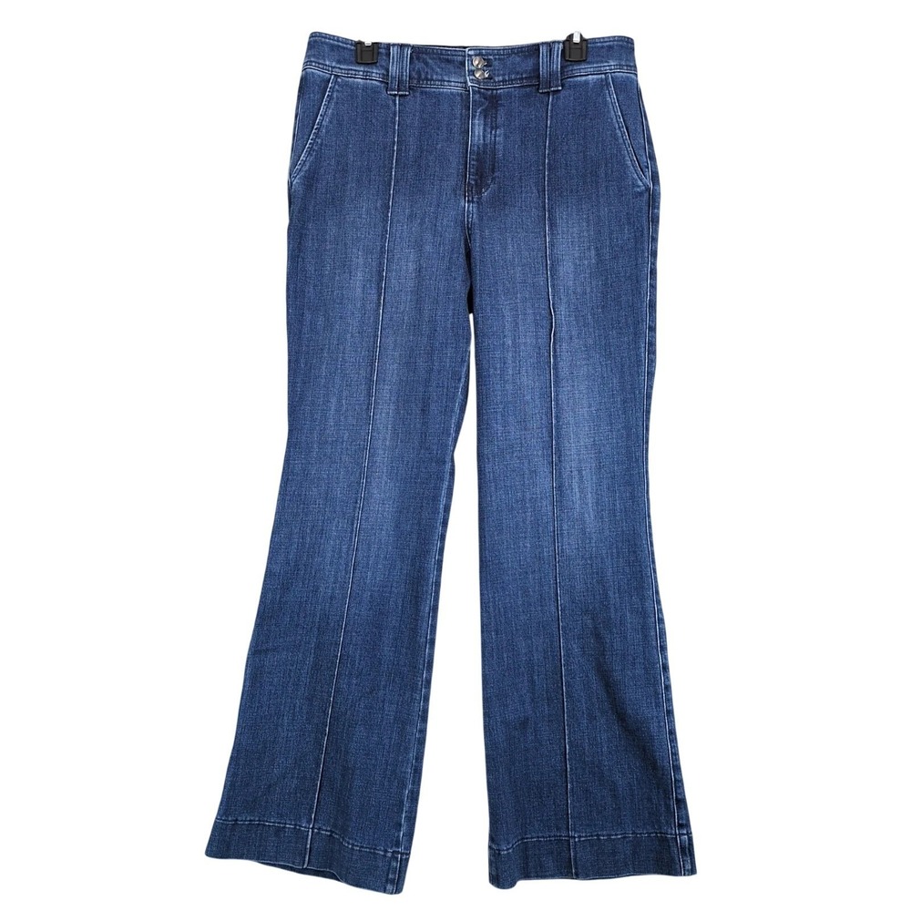 Talbots Flare Jeans Womens 10 34x31" Double Button Lapis Wash Leg Seam Country